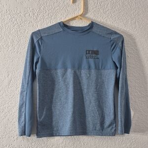 Under Armour Youth's Heatgear Steel Blue Long Sleeve Tee